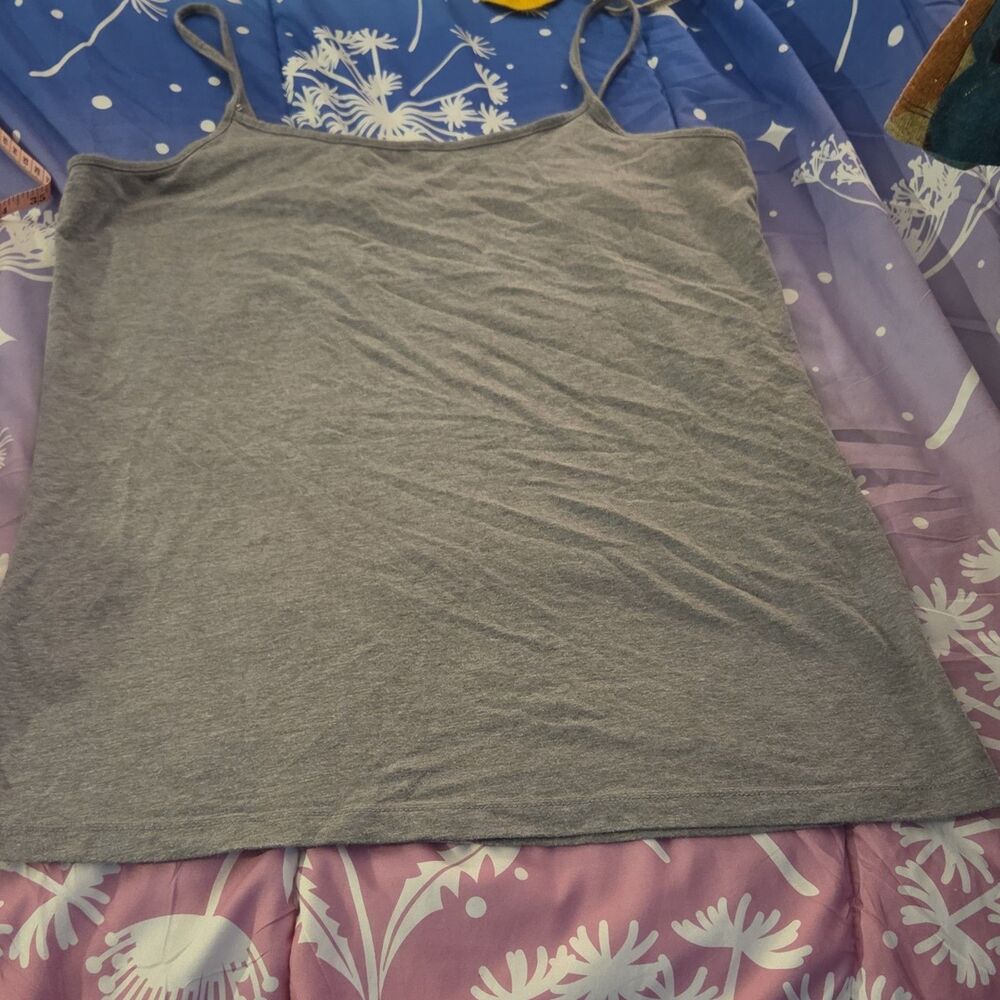 Time and Tru Grey Heather Camisole Tank Top Size L y2k Sleeveless 2000s